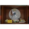 Image 1 : WILLIAMS SONOMA ROOSTER SCRIPT CERAMIC SALAD BOWL, VERNON KILNS CREAMER & SUGAR, GUMPS EGG HOLDERS, 