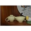 Image 2 : WILLIAMS SONOMA ROOSTER SCRIPT CERAMIC SALAD BOWL, VERNON KILNS CREAMER & SUGAR, GUMPS EGG HOLDERS, 