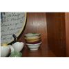 Image 6 : WILLIAMS SONOMA ROOSTER SCRIPT CERAMIC SALAD BOWL, VERNON KILNS CREAMER & SUGAR, GUMPS EGG HOLDERS, 