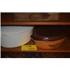 Image 1 : VINTAGE PYREX OLD ORCHARD PATTERN OVAL CASSEROLE DISH W/ORIGINAL BROWN LID & LE CREUSET OVAL ENAMELE
