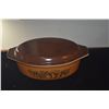 Image 2 : VINTAGE PYREX OLD ORCHARD PATTERN OVAL CASSEROLE DISH W/ORIGINAL BROWN LID & LE CREUSET OVAL ENAMELE