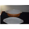 Image 3 : VINTAGE PYREX OLD ORCHARD PATTERN OVAL CASSEROLE DISH W/ORIGINAL BROWN LID & LE CREUSET OVAL ENAMELE