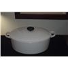 Image 4 : VINTAGE PYREX OLD ORCHARD PATTERN OVAL CASSEROLE DISH W/ORIGINAL BROWN LID & LE CREUSET OVAL ENAMELE