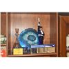Image 1 : RESIN & ALUMINUM TRAY, PAINTED MIRRORED BOX, COBALT OVERLAY CUPS, GERDAME BOTTLE & DECANTER (6 PCS)
