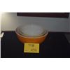 Image 1 : VINTAGE PYREX SHENANDOAH YELLOW MIXING BOWL W/GREEN FLORAL PATTEN, VINTAGE PYREX HOMESTEAD BOWL IN B