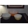 Image 2 : VINTAGE PYREX SHENANDOAH YELLOW MIXING BOWL W/GREEN FLORAL PATTEN, VINTAGE PYREX HOMESTEAD BOWL IN B