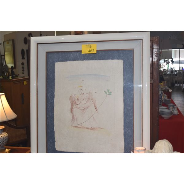 FRAMED ETCHING AFTER SALVADOR DALI, "ANGEL W/CHILD", A/P 66/100 (35" X 41")