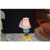 Image 1 : VINTAGE AQUA BLUE COIN DOT GLASS TABLE LAMP W/MARBLE BASE (11")