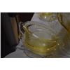 Image 5 : COLLECTION OF AMBER DEPRESSION GLASS PLATES, BOWLS, CUPS, SAUCERS, SALT & PEPPER'S & COLORFUL SHOT G