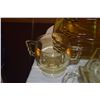 Image 6 : COLLECTION OF AMBER DEPRESSION GLASS PLATES, BOWLS, CUPS, SAUCERS, SALT & PEPPER'S & COLORFUL SHOT G