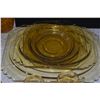 Image 7 : COLLECTION OF AMBER DEPRESSION GLASS PLATES, BOWLS, CUPS, SAUCERS, SALT & PEPPER'S & COLORFUL SHOT G