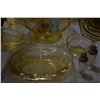 Image 9 : COLLECTION OF AMBER DEPRESSION GLASS PLATES, BOWLS, CUPS, SAUCERS, SALT & PEPPER'S & COLORFUL SHOT G