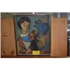 Image 1 : FRAMED OIL ON CANVAS, LADY WATERING FLOWERS; SIGNED SIDNEE LIVINGSTON (21 3/4" X 25 3/4")