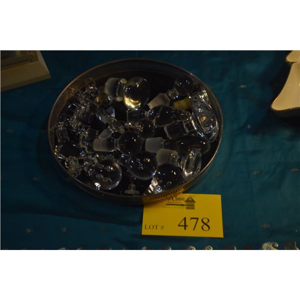 ASSORTED STOPPERS, CRYSTALS & CANDLE HOLDERS (DOES NOT INCLUDE TRAY)