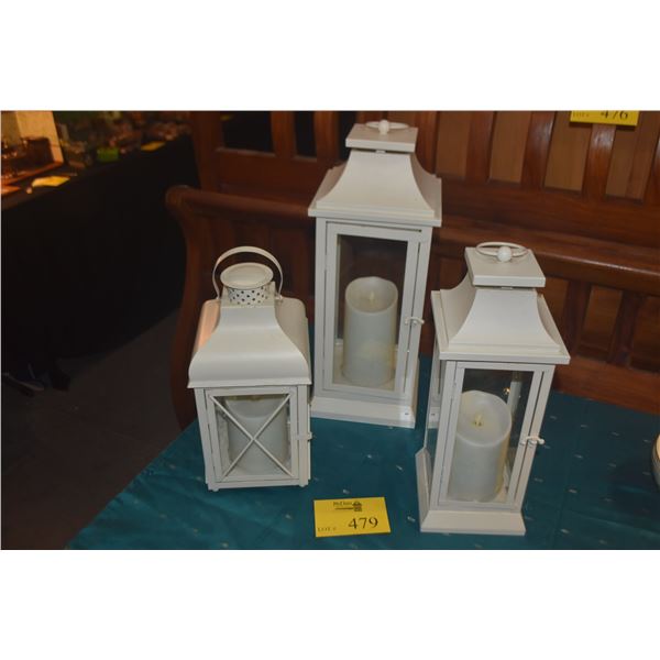 LUMINARA IVORY HERITAGE LANTERNS W/FLAMELESS CANDLES (3 PCS)