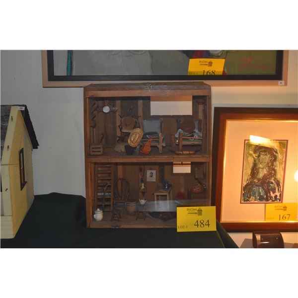 VINTAGE RUSTIC DIORAMA/SHADOW BOX OF A PRIMITIVE CABIN