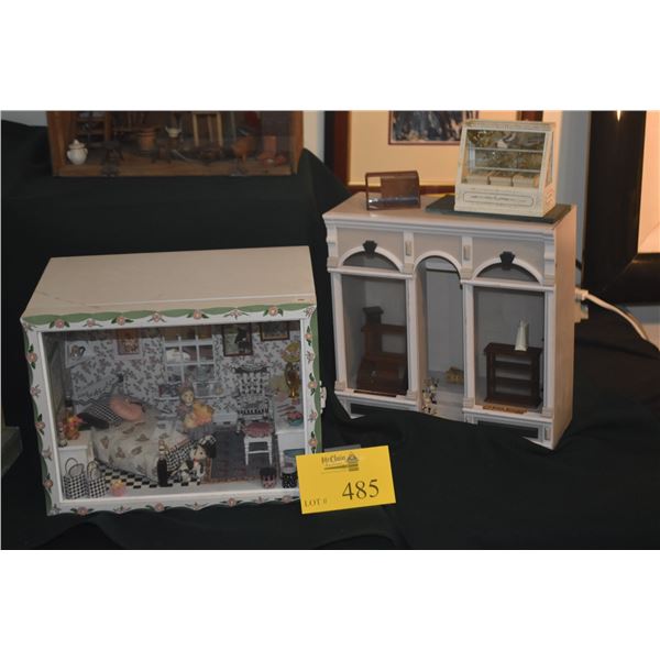 MINIATURE BEDROOM DIORAMA & STORE FRONT DIORAMA (2 PCS)