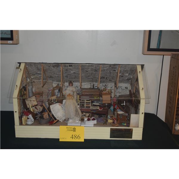 MINIATURE DIORAMA OF AN ATTIC ROOM, TITLED "REMEMBER WHEN"