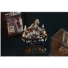Image 10 : FRAMED SHADOW BOX DIORAMA OF A CLOSET, PEDDLER DOLL W/TABLE OF WARES, SMALL WOODEN DIORAMA OF COUNTR