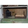 Image 5 : FRAMED SHADOW BOX DIORAMA OF A CLOSET, PEDDLER DOLL W/TABLE OF WARES, SMALL WOODEN DIORAMA OF COUNTR
