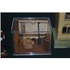 Image 6 : FRAMED SHADOW BOX DIORAMA OF A CLOSET, PEDDLER DOLL W/TABLE OF WARES, SMALL WOODEN DIORAMA OF COUNTR