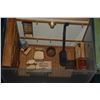 Image 7 : FRAMED SHADOW BOX DIORAMA OF A CLOSET, PEDDLER DOLL W/TABLE OF WARES, SMALL WOODEN DIORAMA OF COUNTR