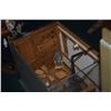 Image 9 : FRAMED SHADOW BOX DIORAMA OF A CLOSET, PEDDLER DOLL W/TABLE OF WARES, SMALL WOODEN DIORAMA OF COUNTR