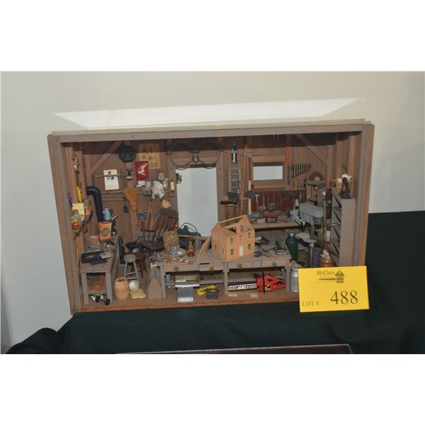 WOODEN 3D SHADOW BOX DIORAMA OF A WORKSHOP