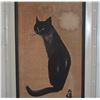 Image 2 : VINTAGE FRAMED BLACK INK SUMI-E CAT PAINTING (24 1/2" X 36")