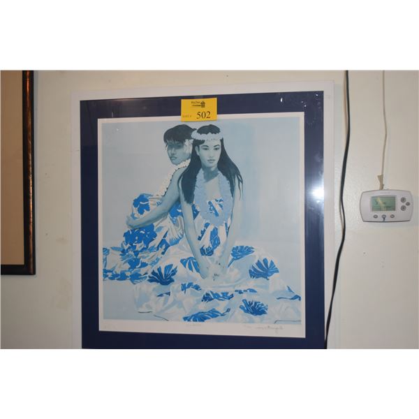 FRAMED LIMITED EDITION SERIGRAPH, "LEI ALOHA"; SIGNED LUIGI FUMAGALLI 144/500 (32" X 33")