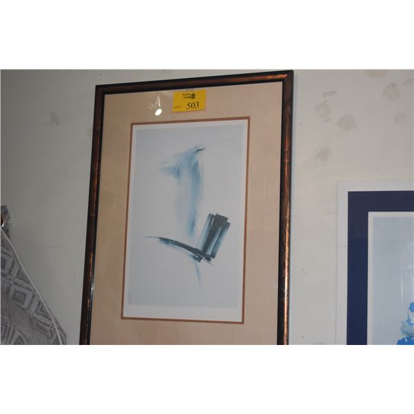 FRAMED ABSTRACT PRINT; SAREK '89 (36" X 26 1/2")