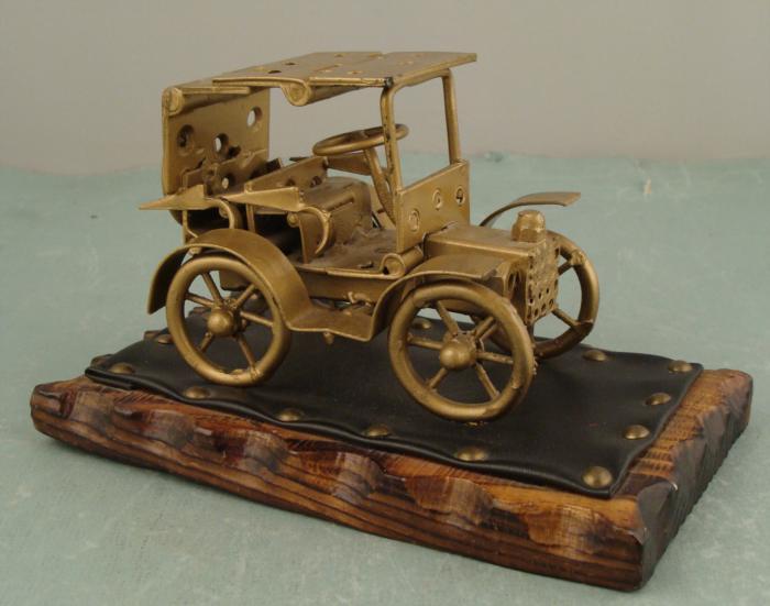 Antique Automobile Folk Art Model Car Sculpture Spain