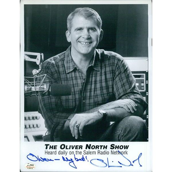 Iran-Contra Affair Oliver North Signed 8.5x11 Cardstock Promo Photo SGC Authenticated