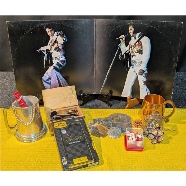 Jewelry, Buckles, Elvis Vinyl Records, and Collectibles