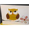 Image 2 : Handmade Owl Canvas Art with Ceramic Baby Collectibles