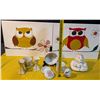 Image 4 : Handmade Owl Canvas Art with Ceramic Baby Collectibles