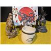 Image 2 : Region Decor Lot Featuring Indigenous Canvas and Middle Eastern Statue