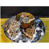 Image 4 : Big Metal Corona Tub with Assorted Bracelets, Watches, Necklaces, Plate, and Sunglasses