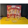 Image 1 : Abstract Signed Painting of Dancers with Assorted Clear Glassware Collection