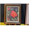 Image 6 : Three Artworks: Raggedy Ann Painting, Floral Embossed Art, and Rose Print