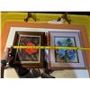 Image 9 : Three Artworks: Raggedy Ann Painting, Floral Embossed Art, and Rose Print