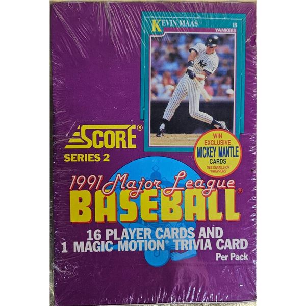 Unopened 1991 Score Series 2 Baseball Card Box with 36 Packs