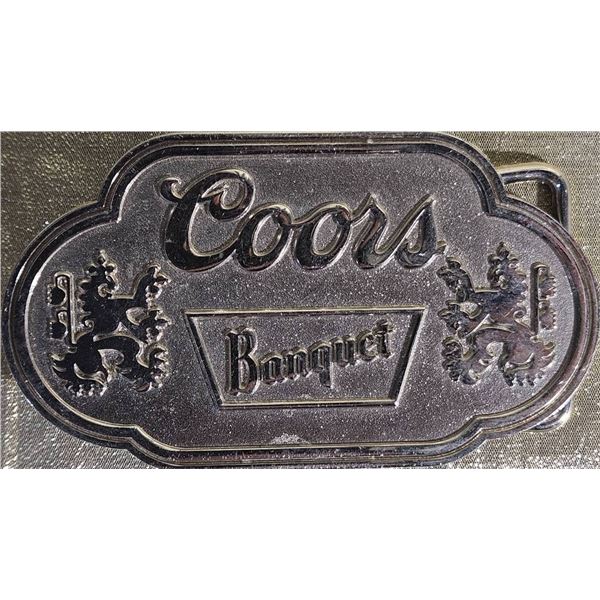 Coors Banquet Metal Belt Buckle with Embossed Design