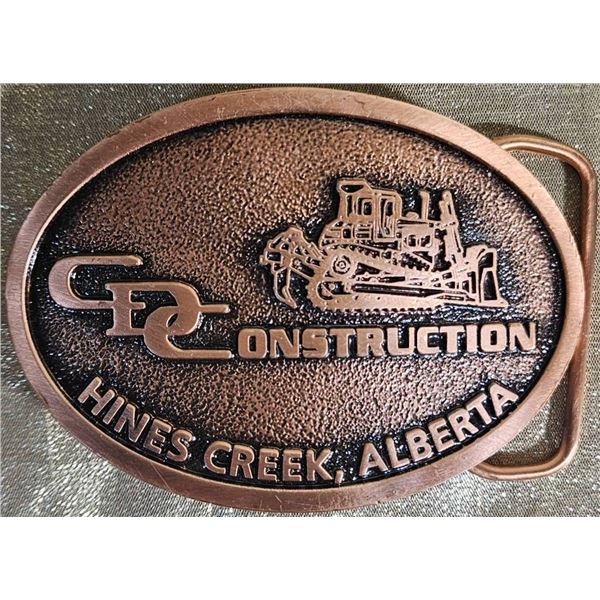 Copper-Toned Belt Buckle Featuring CPC Construction, Hines Creek, Alberta