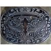 Image 1 : Engraved Metal Belt Buckle with Scrollwork Design