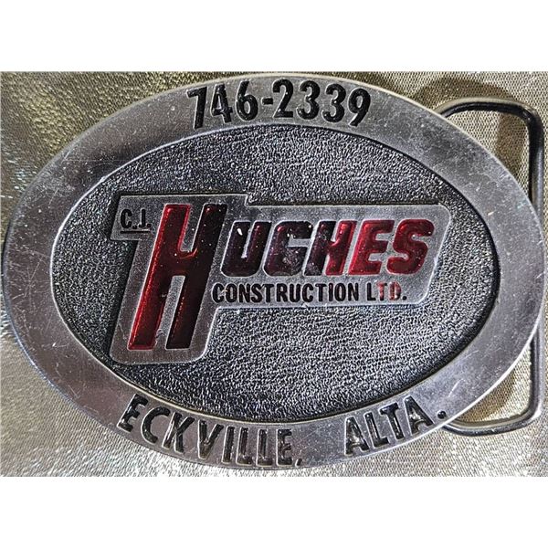 Metal Belt Buckle with Hughes Construction Ltd Branding