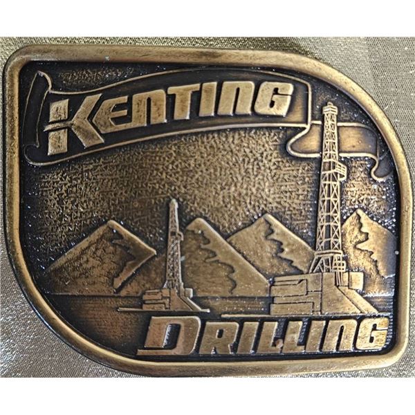 Kenting Drilling Bronze-Colored Belt Buckle with Raised Design