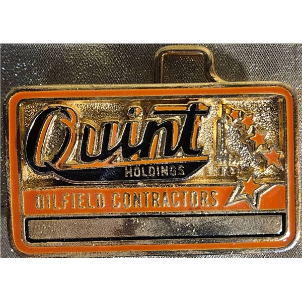 Metal Belt Buckle with Quint Holdings Oilfield Contractors Design
