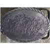 Image 1 : Oval Metal Belt Buckle with Textured Surface and Rope-Style Edging