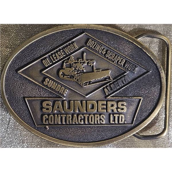 Oval Metal Belt Buckle with Saunders Contractors Ltd. Logo